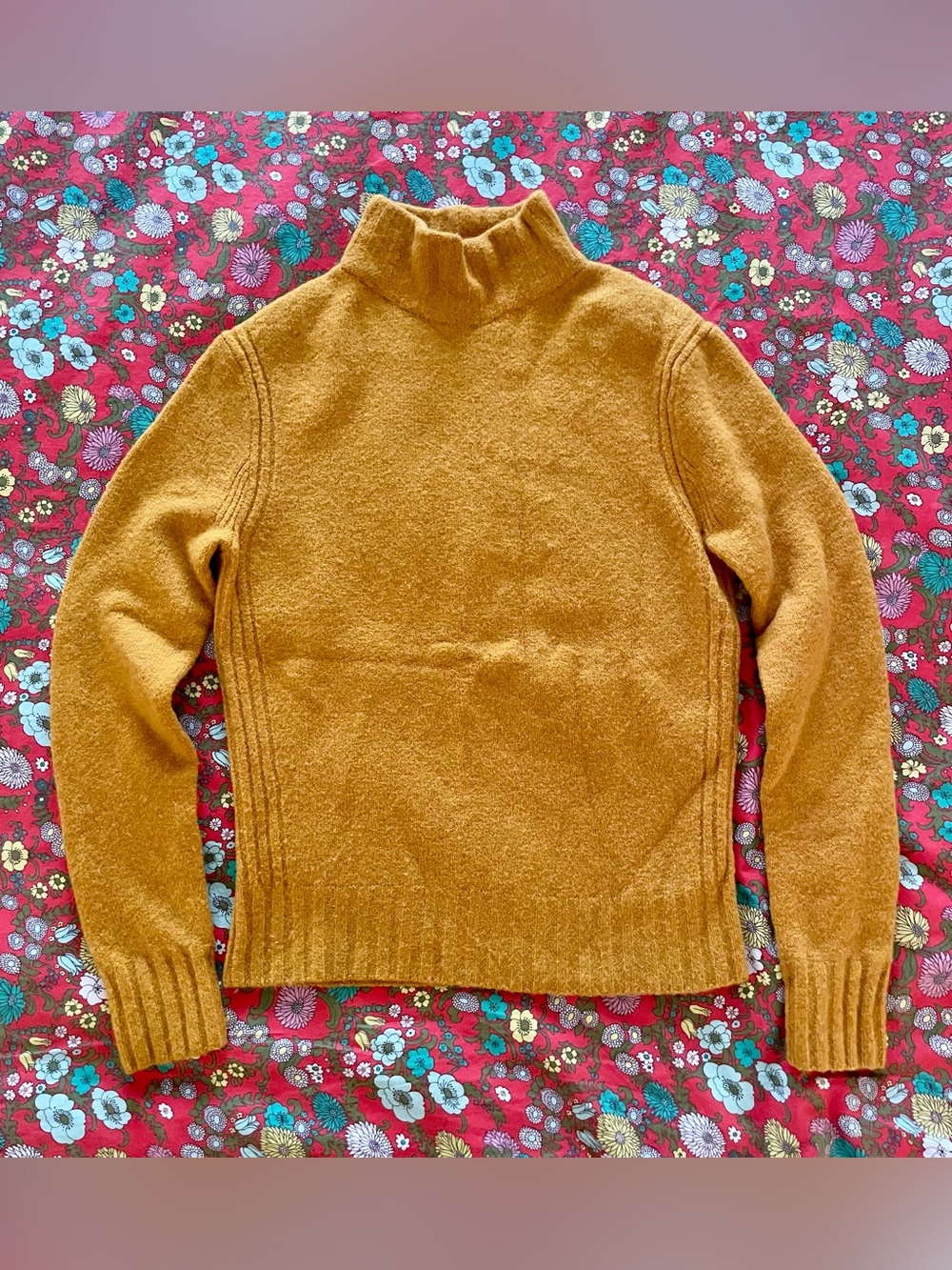 J. Crew Point Sur Wool Blend  Mustard Turtleneck Sweater
